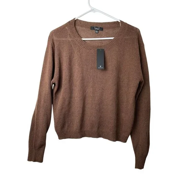 NWT Lulus Sweater Small Lightweight Acrylic Knit Womens Brown Pullover - Picture 9 of 11